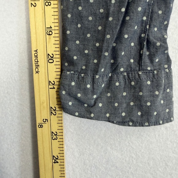 Old Navy Womens Blue Polka Dot Cotton Button Down Shirt Size Medium Long Sleeve - Picture 6 of 9